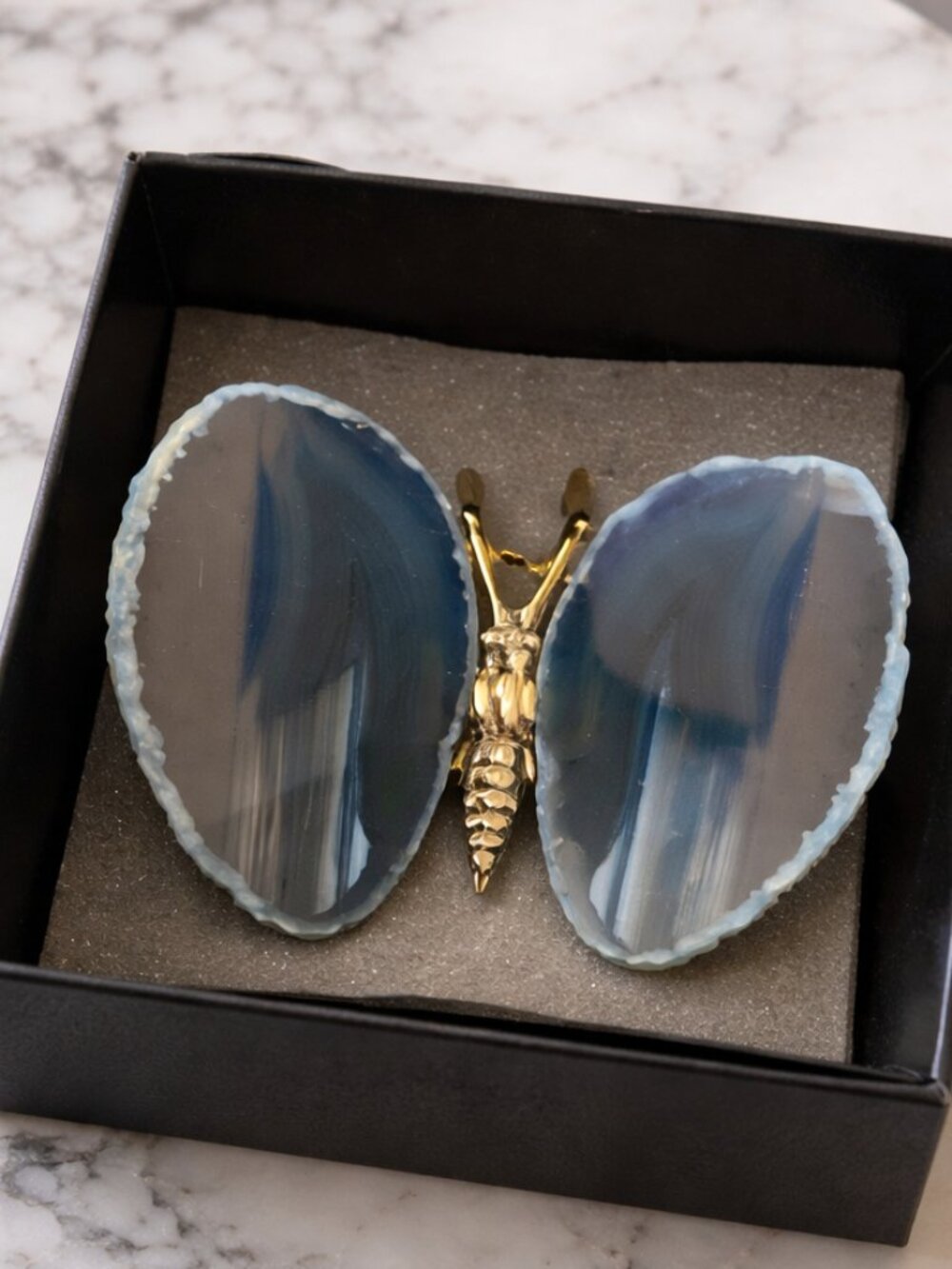 🦋 Blue Agate Butterfly  – New in Box w/ Tags 🦋